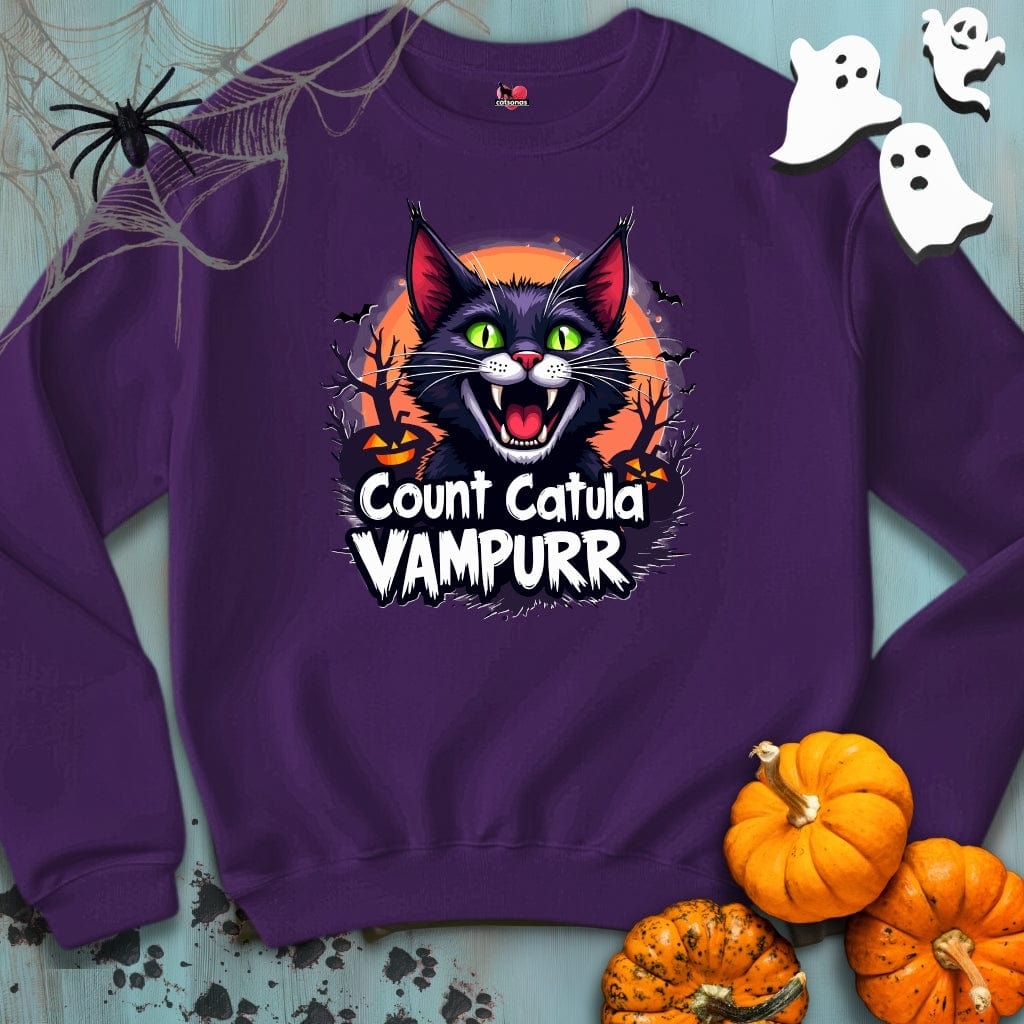 Printify Sweatshirt S / Purple VAMPURR  Crewneck Sweatshirt 👻 SPOOKY Season 🎃 HALLOWEEN Collection