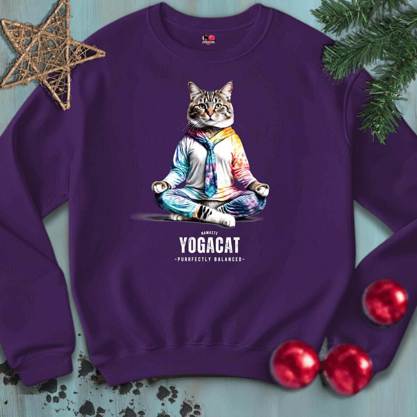 Printify Sweatshirt S / Purple YOGA-CAT-COLORS-CATSONAS-NAMASTE-SHADOW_7e8d3143-4873-4acb-b952-ec43be87f40a