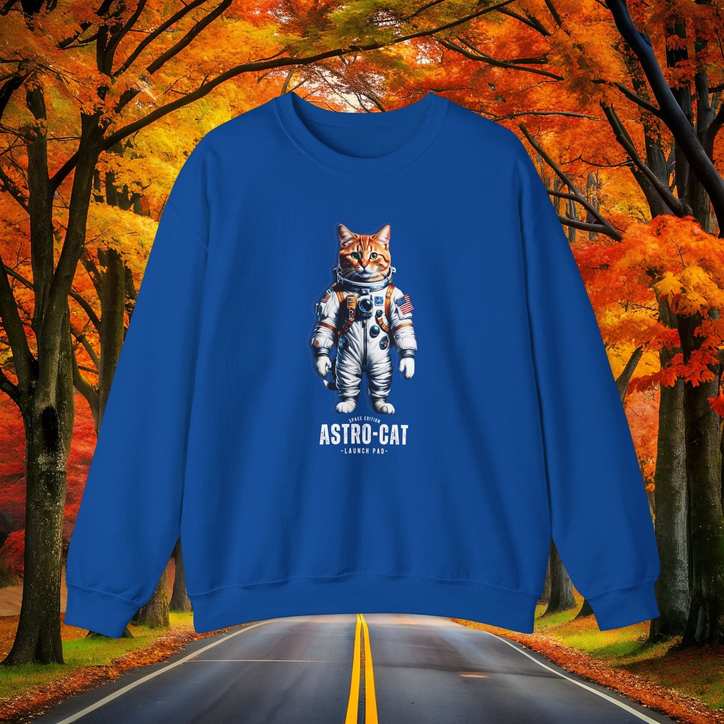 Printify Sweatshirt S / Royal ASTRO-CAT 🚀 GALAXY Crewneck