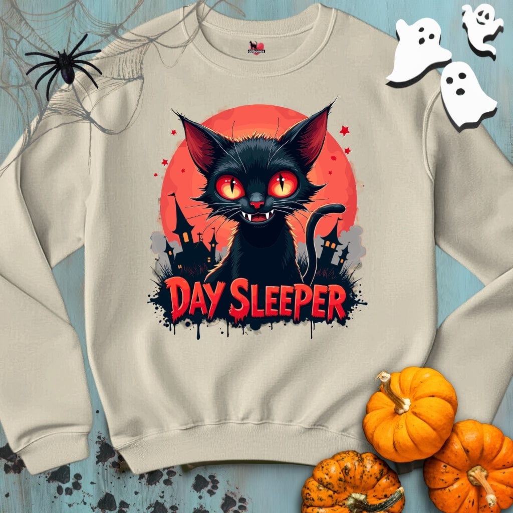 Printify Sweatshirt S / Sand DAY SLEEPER Crewneck Sweatshirt 👻 SPOOKY Season 🎃 HALLOWEEN Collection