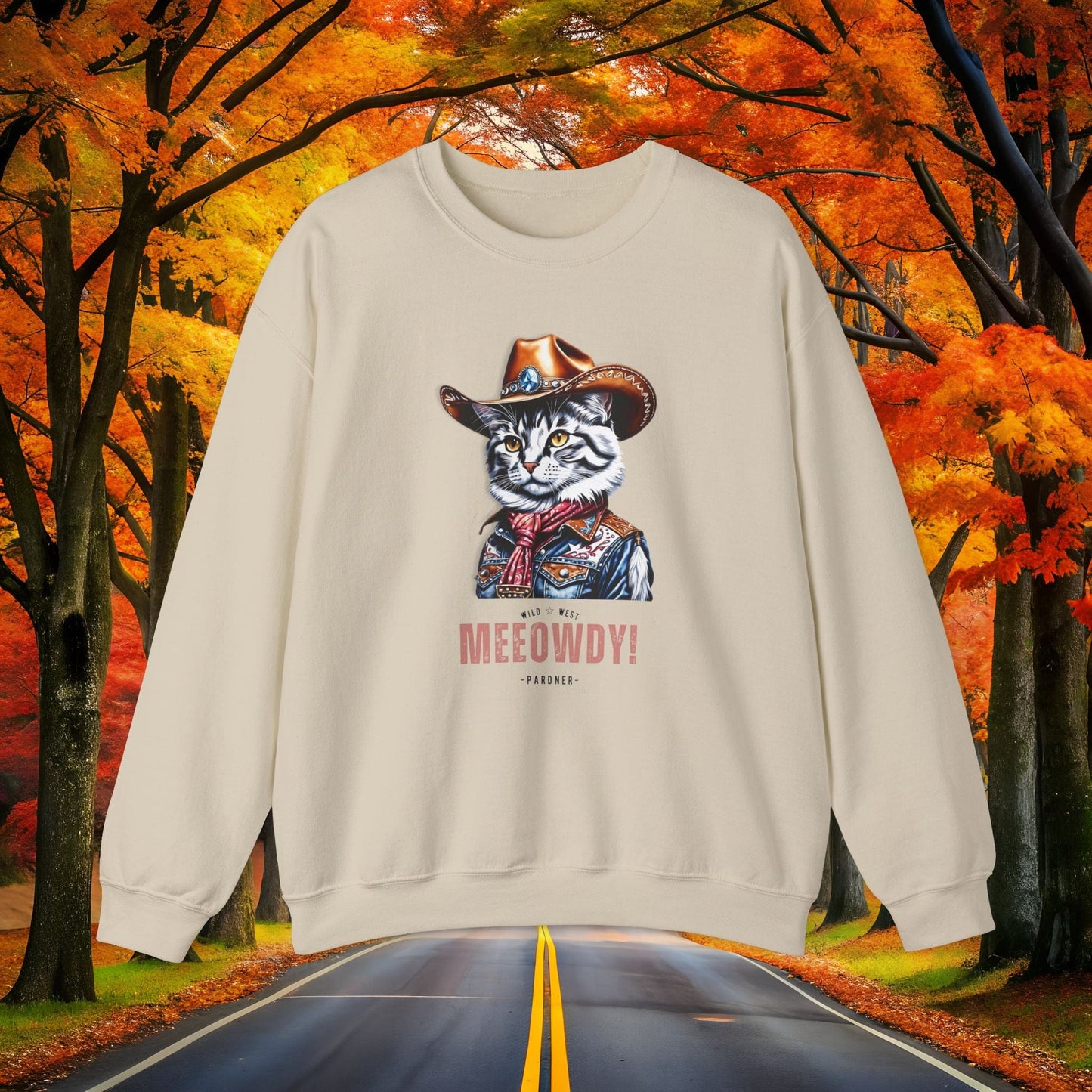 Printify Sweatshirt S / Sand MEEOWDY 🤠 WILD WEST Crewneck