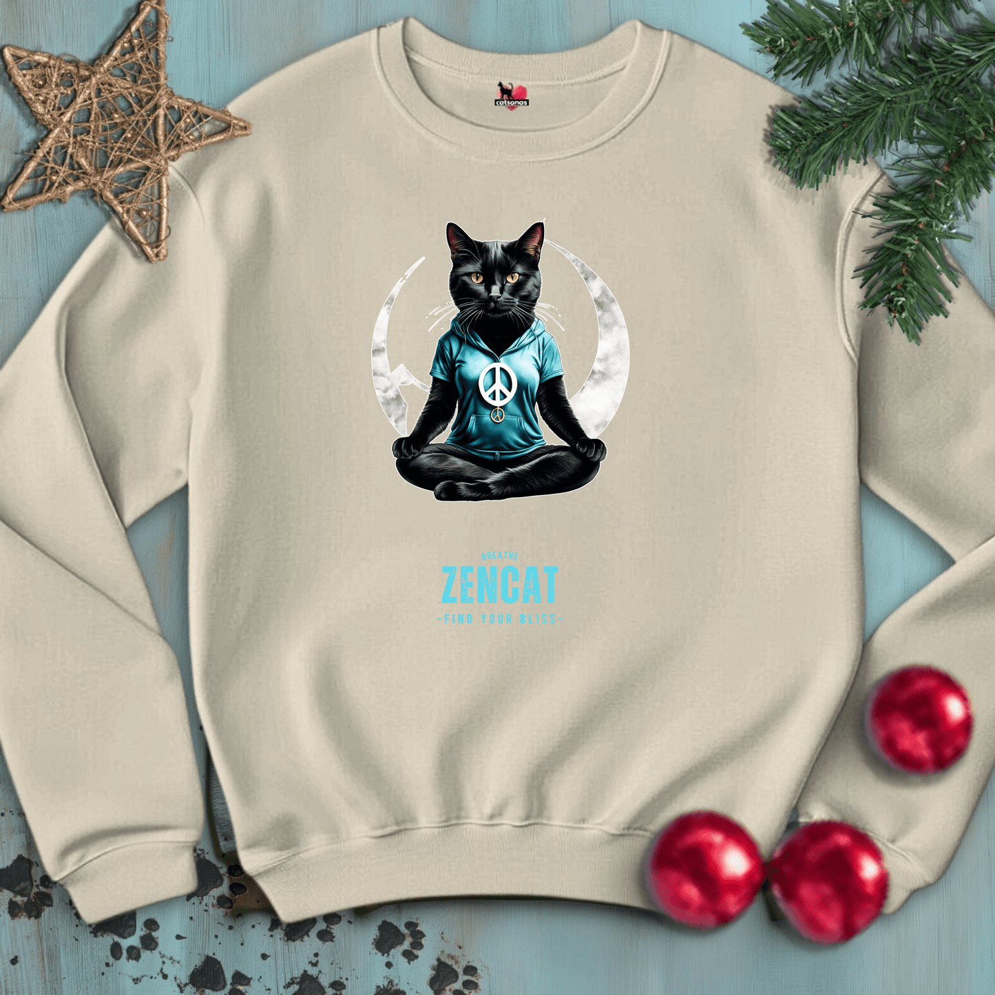 Printify Sweatshirt S / Sand YOGI-CAT ☮️ Crewneck Swetshirt