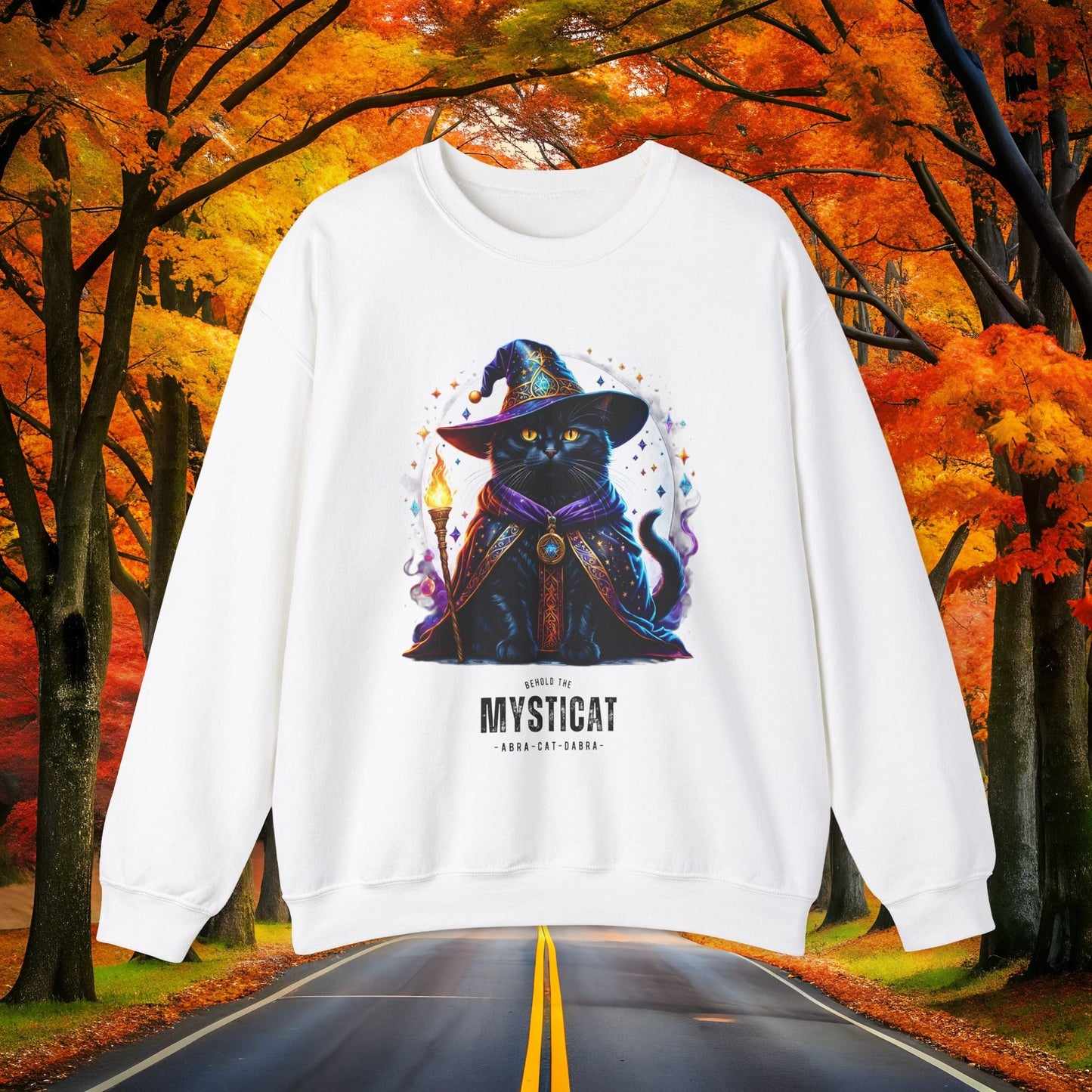 Printify Sweatshirt S / White MYSTIC-CAT 🪄 Vintage Crewneck