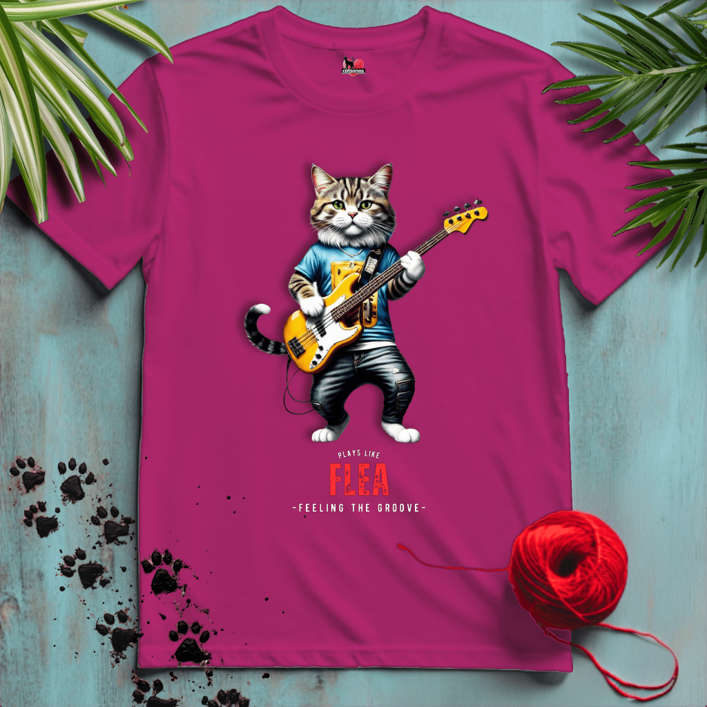 Printify T-Shirt Antique Heliconia / S FLEA-BLACK-CATSONAS-BASS-PLAYER_fddfaaae-abca-45fb-9c66-5527323bccbd