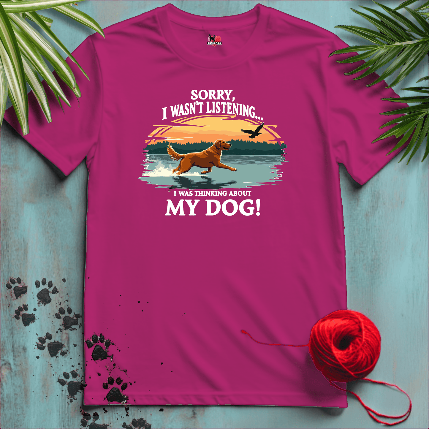 Printify T-Shirt Antique Heliconia / S Thinking About my DOG 🐕