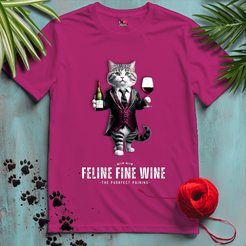 Printify T-Shirt Antique Heliconia / XL FELINE-FINE-WINE 🍷 MORE WINE | Lifestyle Cats Collection