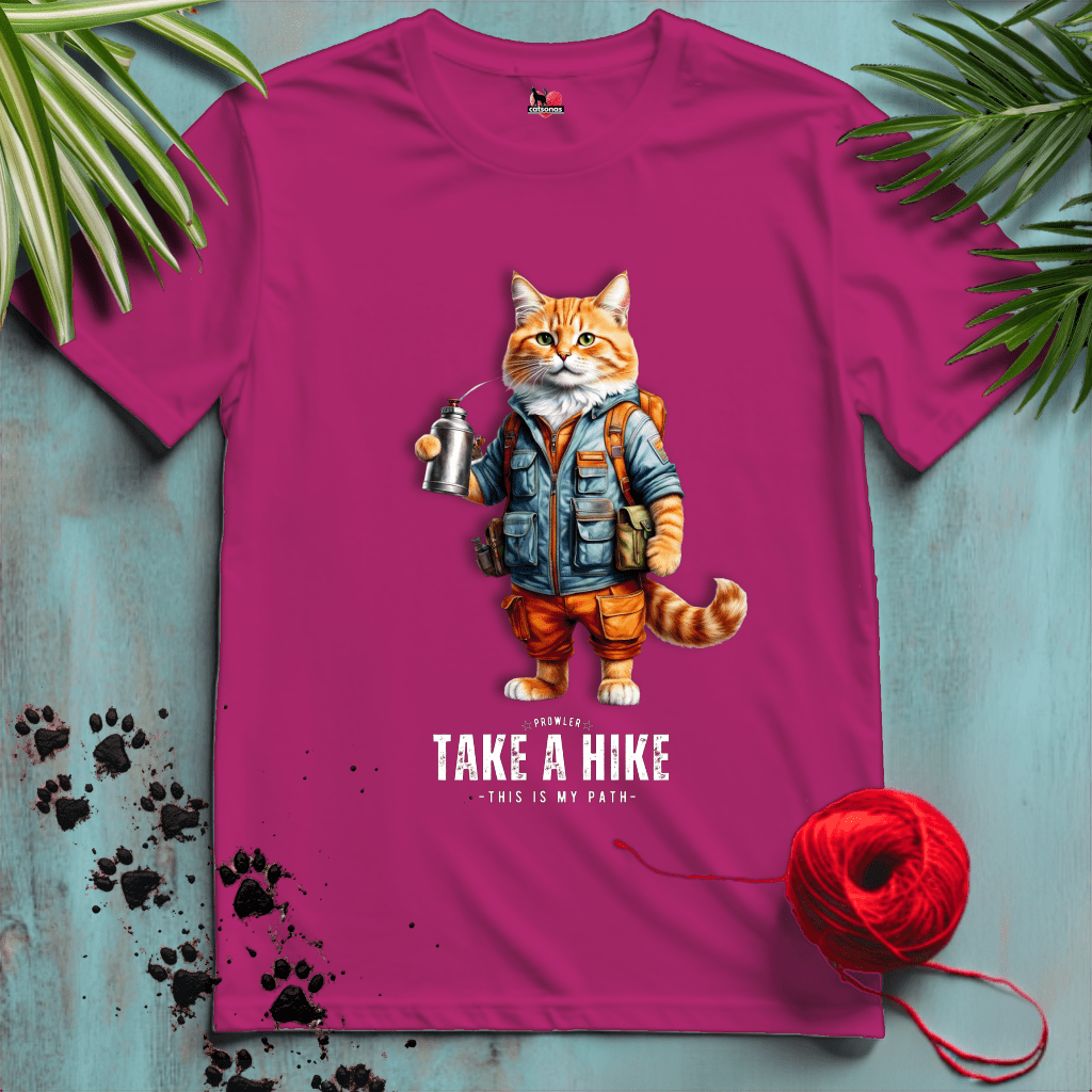 Printify T-Shirt Antique Heliconia / XL HIKER-CAT.🏕️ NATURE TRAILS | Adventure Cats Collection