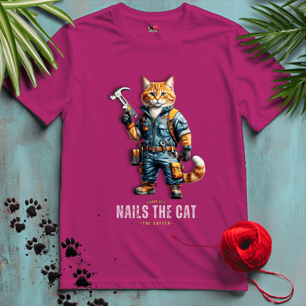 Printify T-Shirt Antique Heliconia / XL NAILS-THE-CAT 🛠️ WORKER | Working Cats Collection