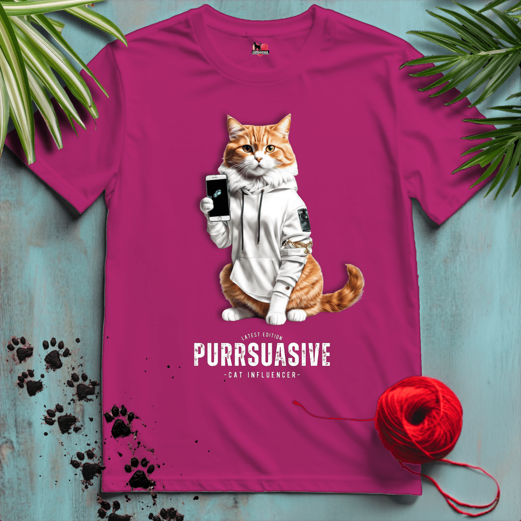 Printify T-Shirt Antique Heliconia / XL PURRSUASIVE-CAT 📲 INFLUENCER-SOCIAL-MEDIA | Smart Cats Collection