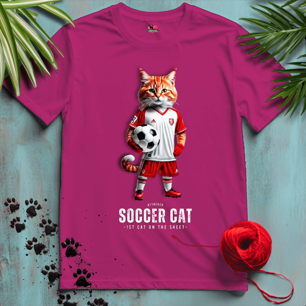 Printify T-Shirt Antique Heliconia / XL SOCCER-CAT ⚽️ ATTACK | Sporty Cats Collection