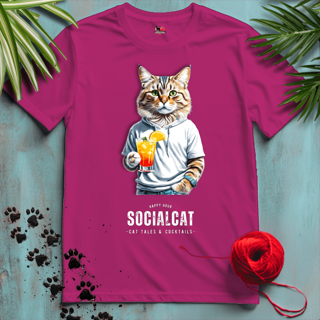 Printify T-Shirt Antique Heliconia / XL SOCIAL-CAT 🍹 LONG-TAILS | Lifestyle Cats Collection