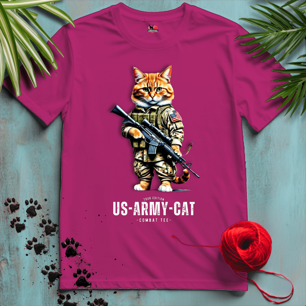 Printify T-Shirt Antique Heliconia / XL US-ARMY-CAT 🪖 ARMED-FORCES | Military Cats Collection