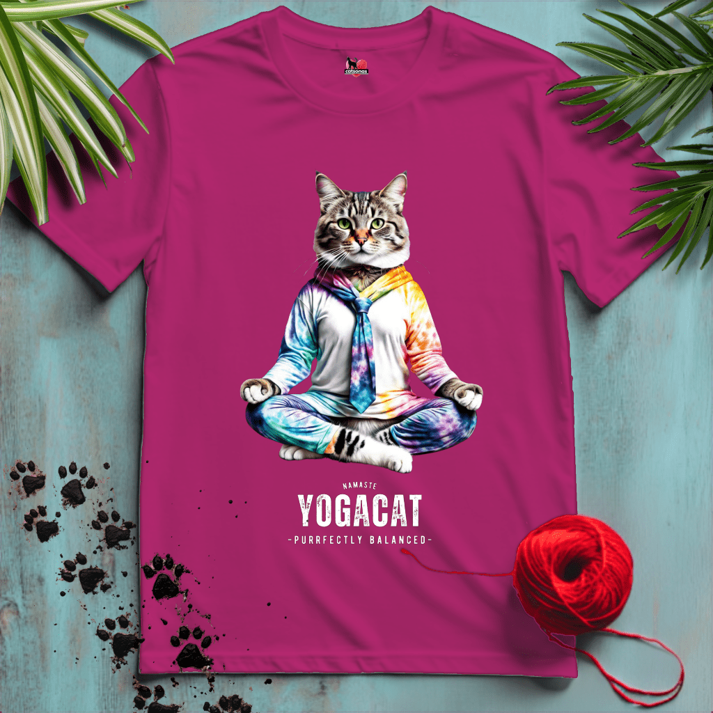 Printify T-Shirt Antique Heliconia / XL YOGA-CAT ☮️ NAMASTE | Lifestyle Cats Collection