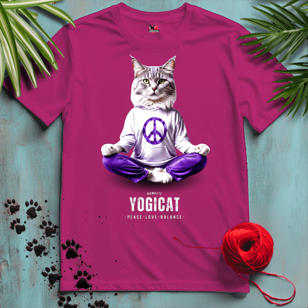 Printify T-Shirt Antique Heliconia / XL YOGI-CAT ☮️ PEACE | Lifestyle Cats Collection