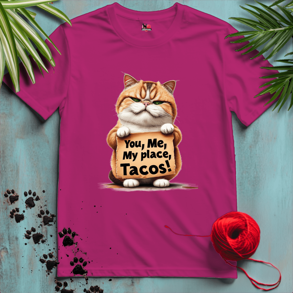 Printify T-Shirt Antique Heliconia / XL YOU-ME-TACOS 🏡 MY-PLACE | Foodie Cats Collection | Funny