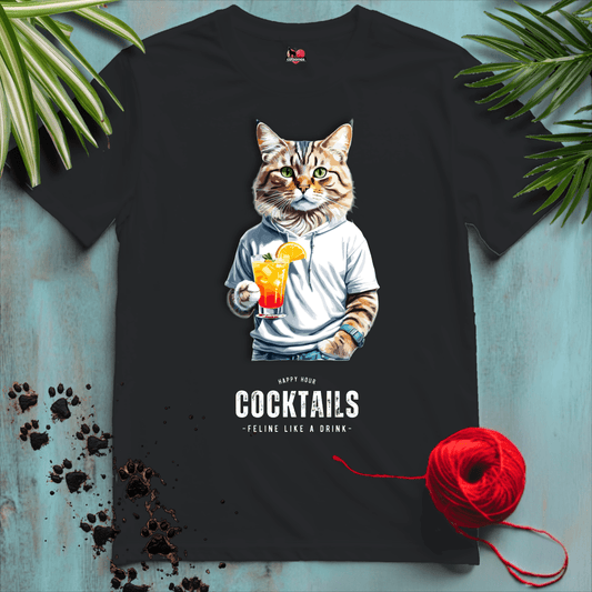 Printify T-Shirt Black / XL COCKTAILS-CAT 🍹 HAPPY-HOUR | Lifestyle Cats Collection