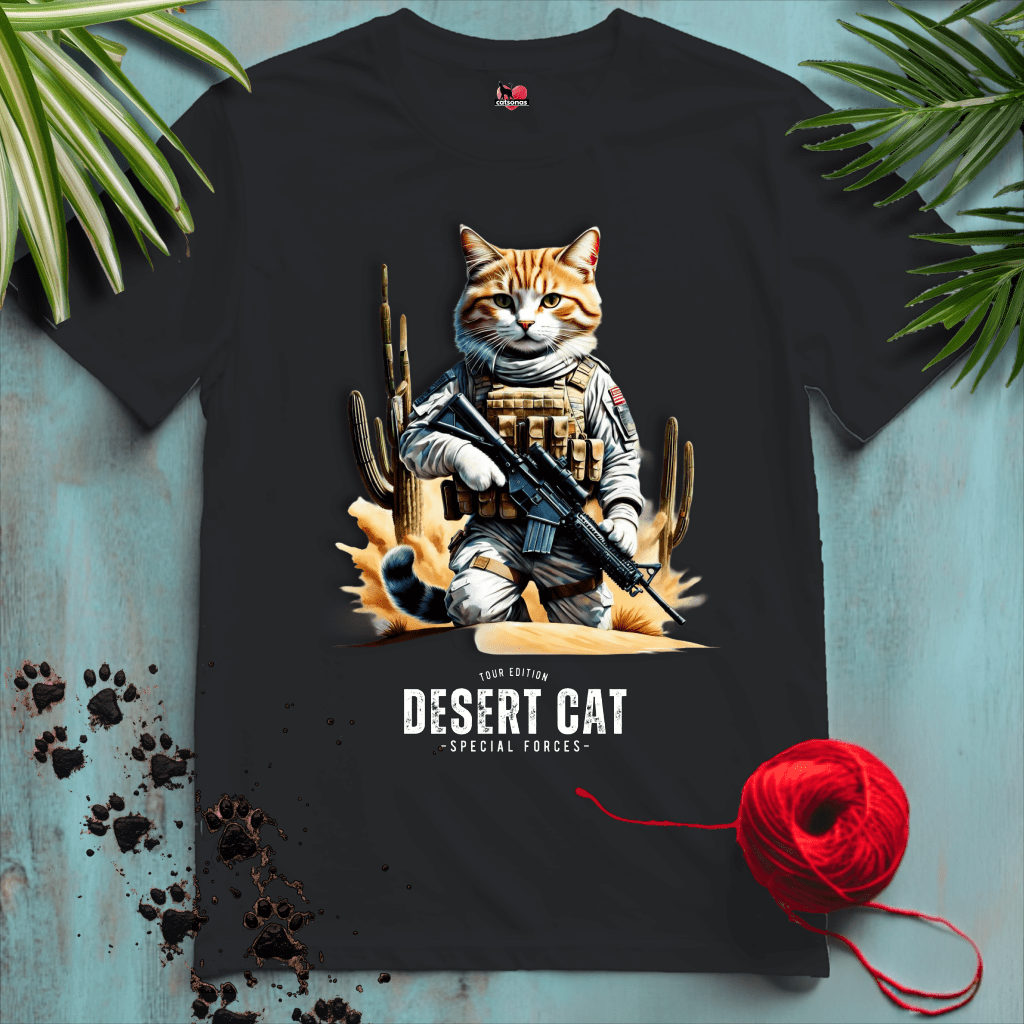 Printify T-Shirt Black / XL DESERT-CAT 🪖 US ARMY 🇺🇸 Military Cats Collection