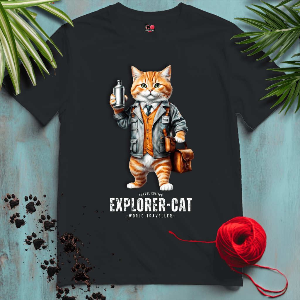 Printify T-Shirt Black / XL EXPLORER-CAT 🧳 TRAVEL MAP | Adventure Cats Collection