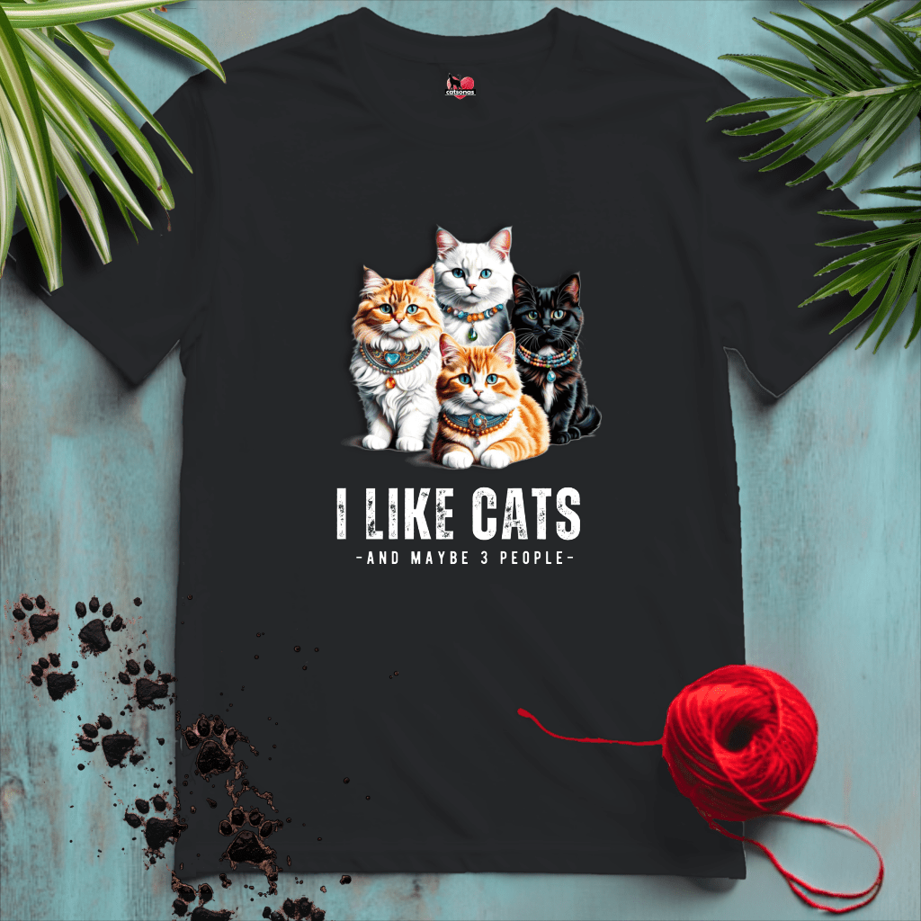 Printify T-Shirt Black / XL I-LIKE-CATS 😻➕ 3-PEOPLE | Funny Cats Collection