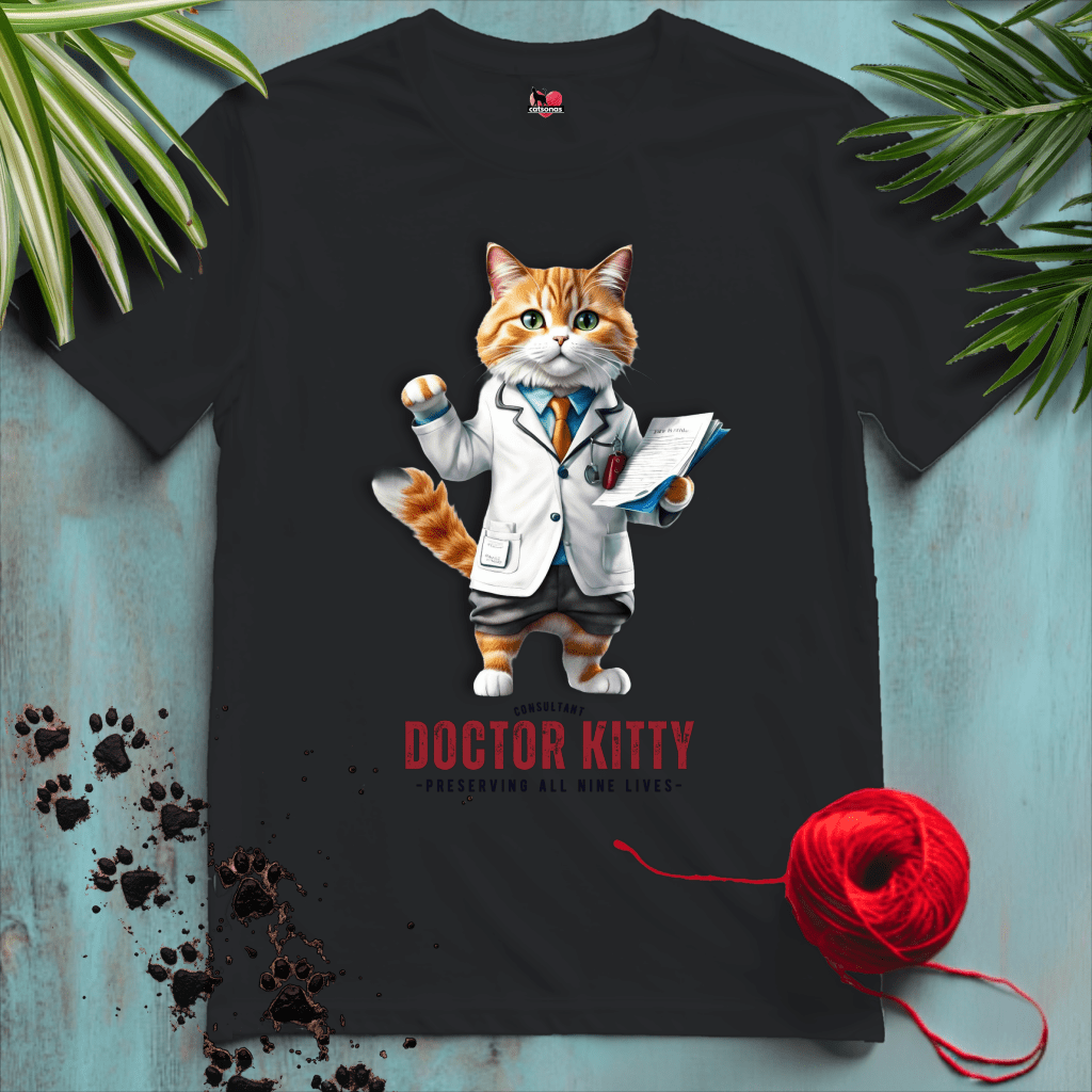 Printify T-Shirt Black / XL KITTY-DOCTOR 🩺 PHYSICIAN | Healthcare Cats Collection