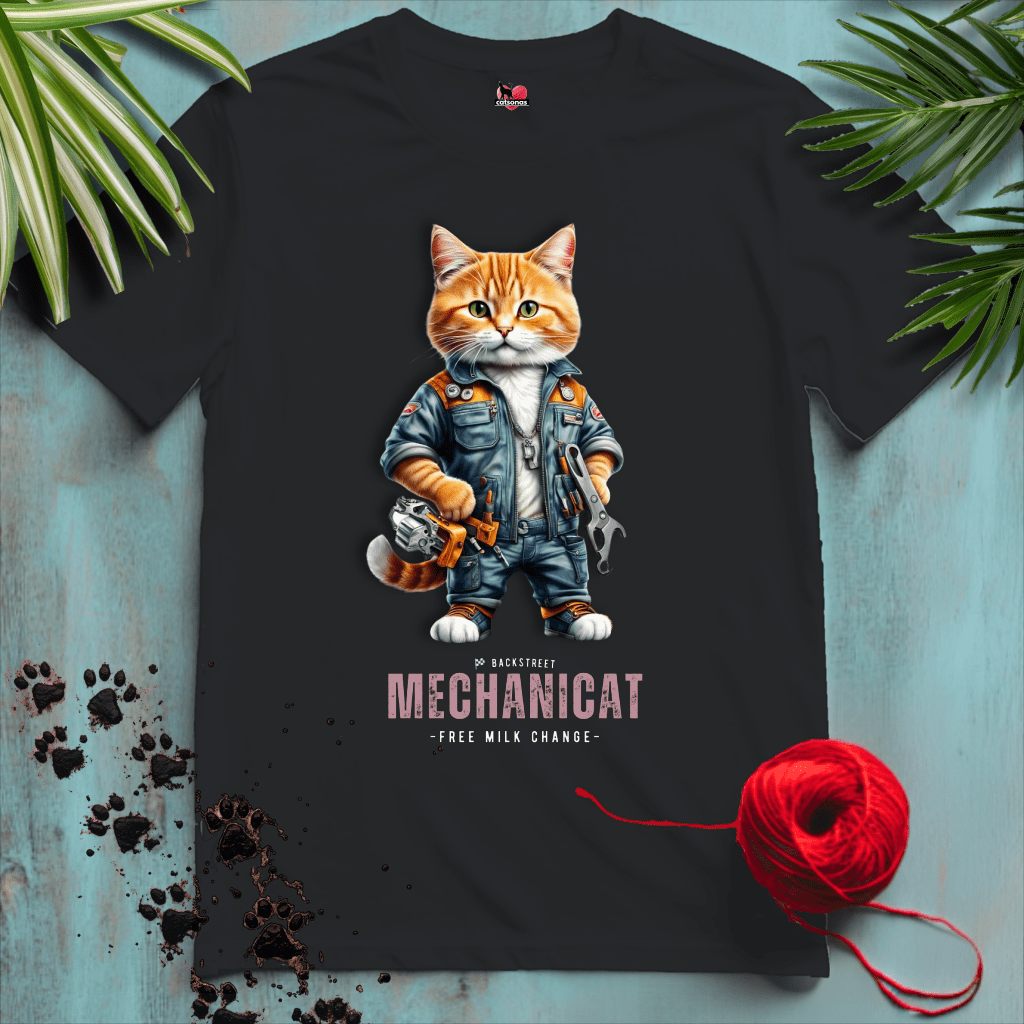 Printify T-Shirt Black / XL MECHANICAT 🧰 CAR-MECHANIC-CUTE | Working Cats Collection