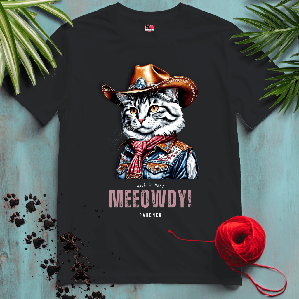 Printify T-Shirt Black / XL MEEOWDY-CAT 🤠 COWGIRL | Wild West Cats Collection