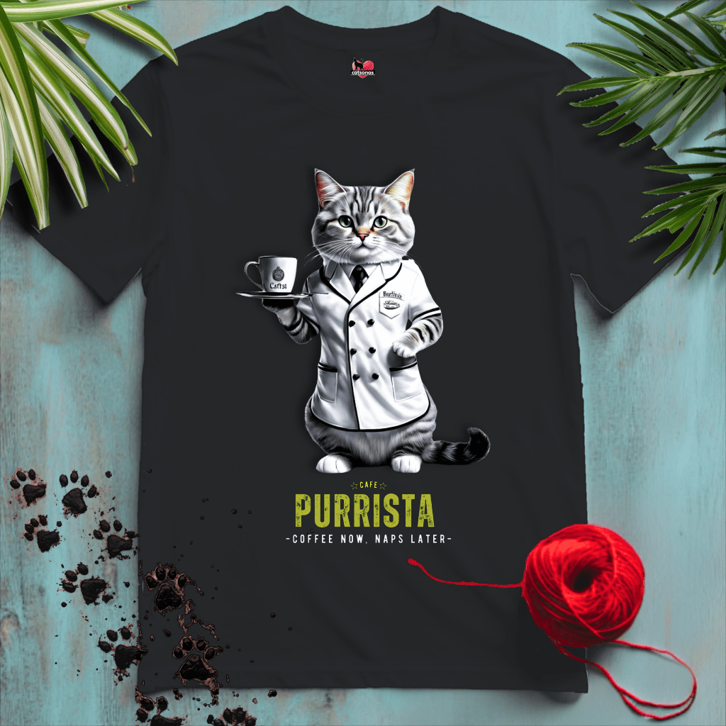 Printify T-Shirt Black / XL PURRISTA-CAT ☕️ COFFEE-CAFE | Foodie Cats Collection