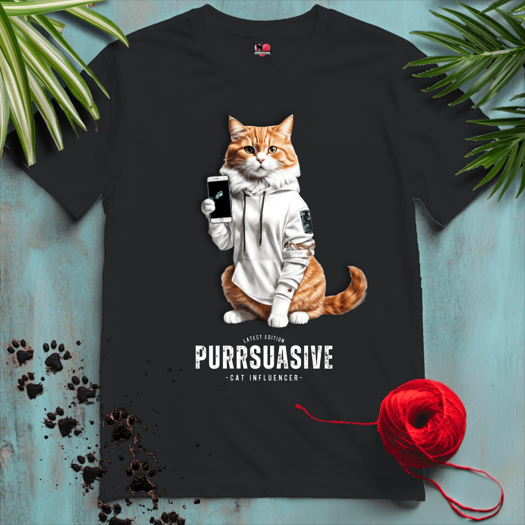 Printify T-Shirt Black / XL PURRSUASIVE-CAT 📲 INFLUENCER-SOCIAL-MEDIA | Smart Cats Collection