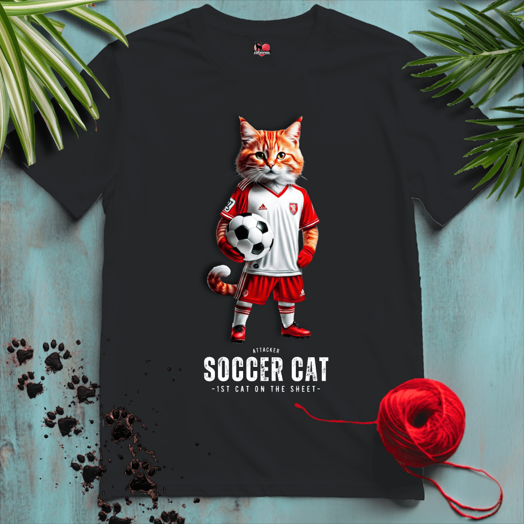 Printify T-Shirt Black / XL SOCCER-CAT ⚽️ ATTACK | Sporty Cats Collection