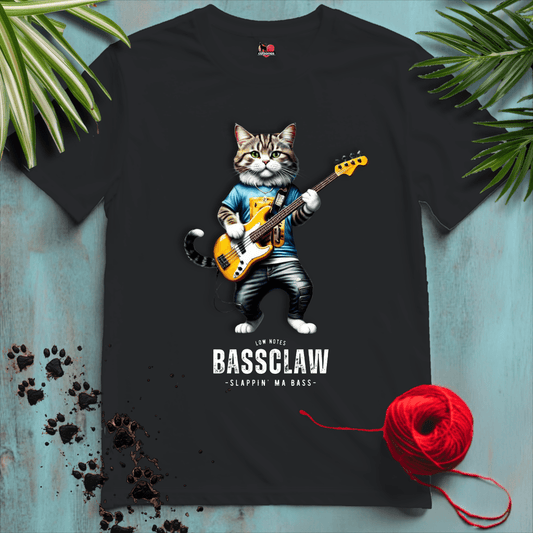 Printify T-Shirt Black / XS BASS-CLAW 𝄢 BASS-PLAYER-CAT | Music Cats Collection