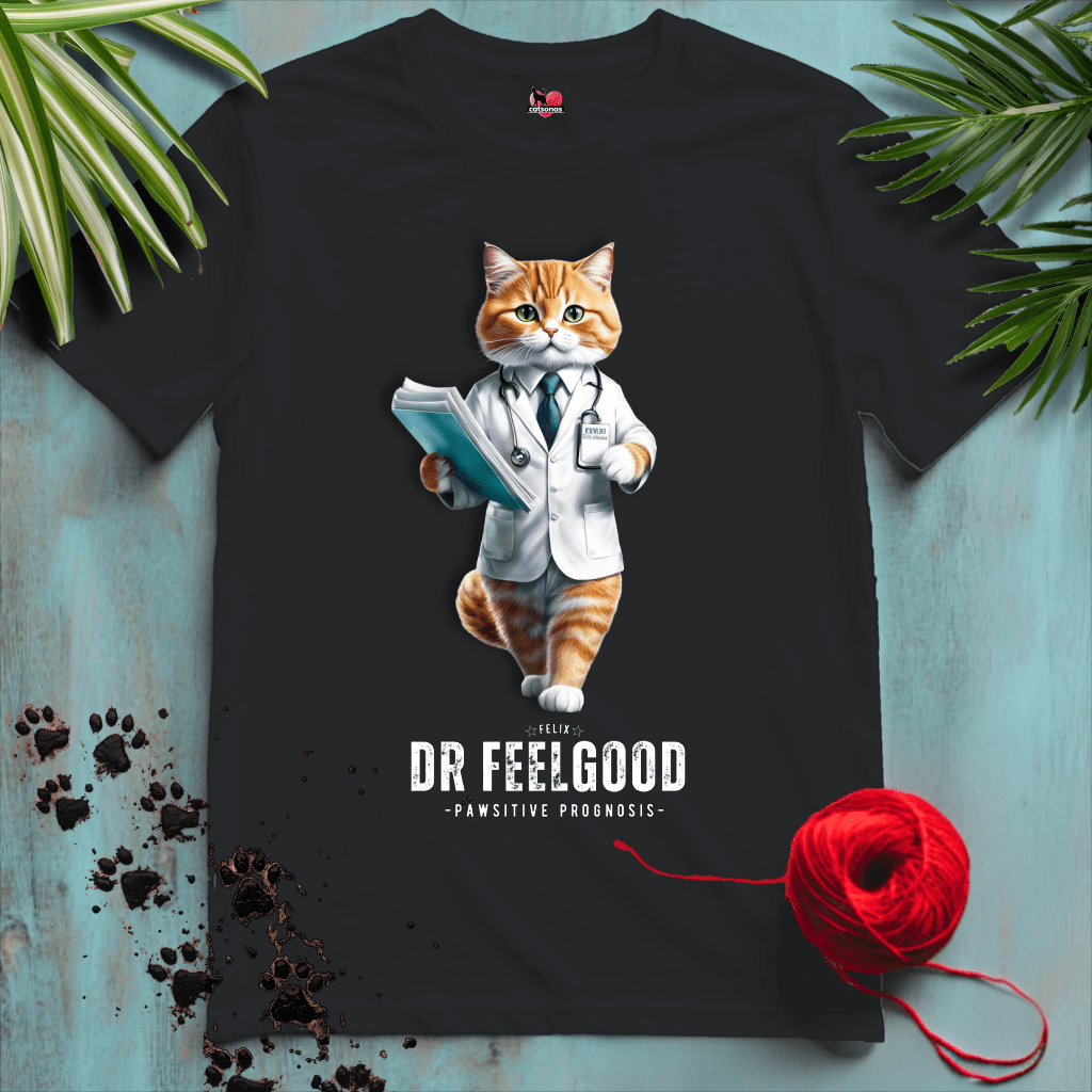 Printify T-Shirt Black / XS CAT-DOCTOR 🚑 DR-FEELGOOD | Healthcare Cats Collection