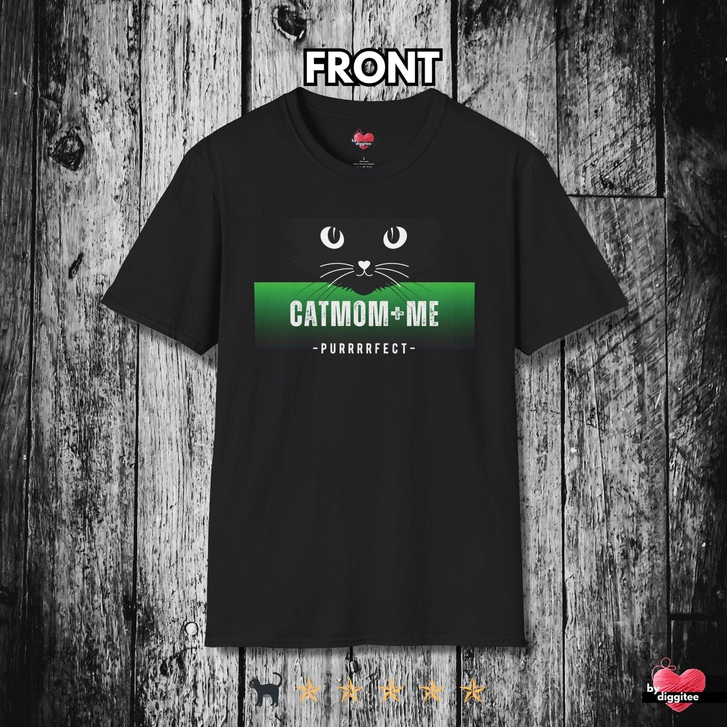 Printify T-Shirt Black / XS CATMOM+ME 💚 🐈‍⬛ Christmas Green