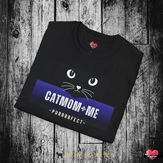 Printify T-Shirt Black / XS CATMOM+ME 💜 🐈‍⬛ Deep Purple