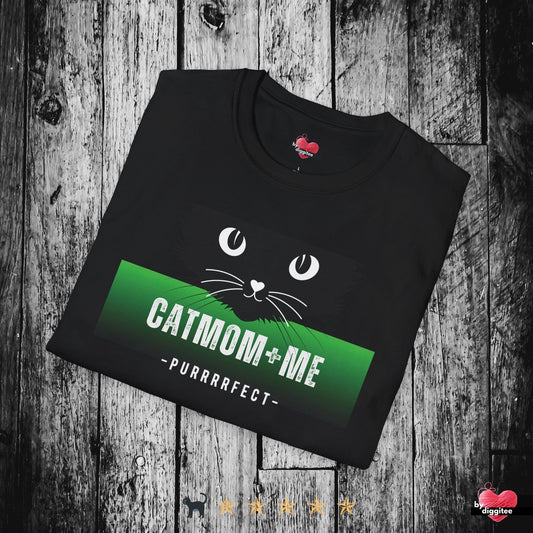 Printify T-Shirt Black / XS CATMOM+ME 💚 🐈‍⬛ Emerald