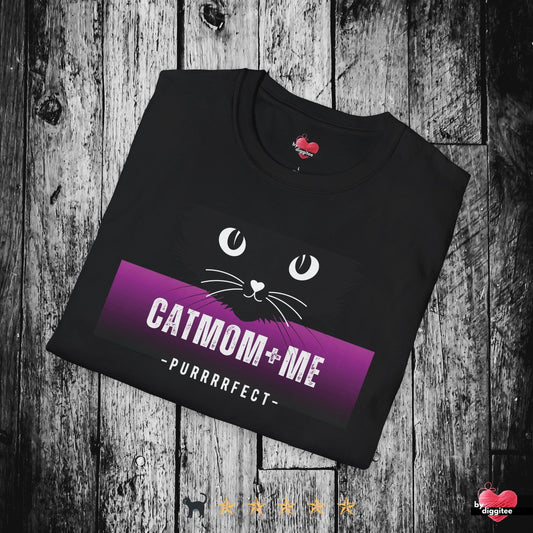 Printify T-Shirt Black / XS CATMOM+ME 💜 🐈‍⬛ Fucsia