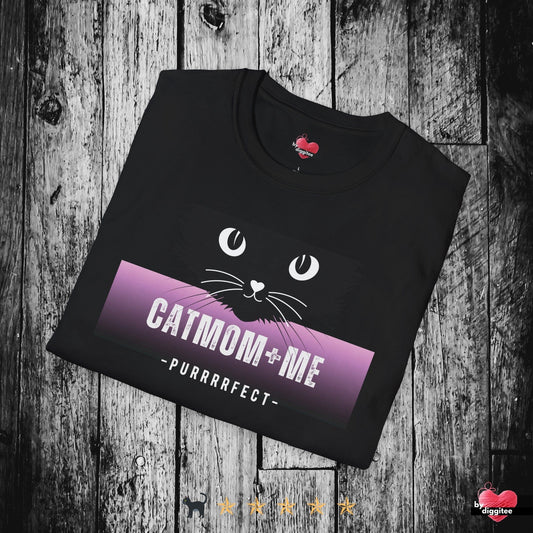 Printify T-Shirt Black / XS CATMOM+ME 🩷 🐈‍⬛ Purrrfect PINK