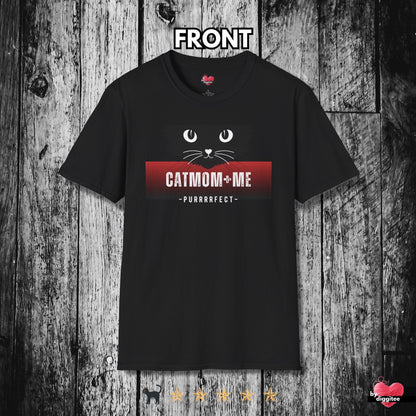 Printify T-Shirt Black / XS CATMOM+ME ❤️ 🐈‍⬛ Santa RED