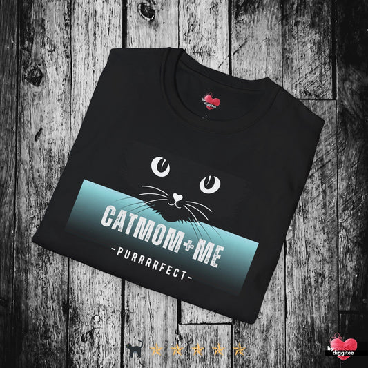 Printify T-Shirt Black / XS CATMOM+ME 🩵 🐈‍⬛ Turquoise