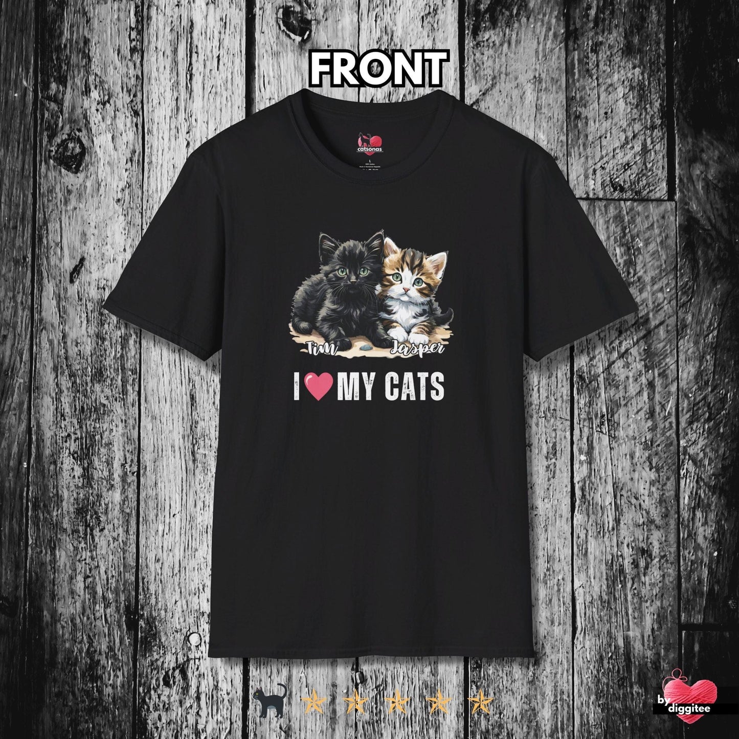 Printify T-Shirt Black / XS CUSTOM Cats 🩷 I LOVE my Cats