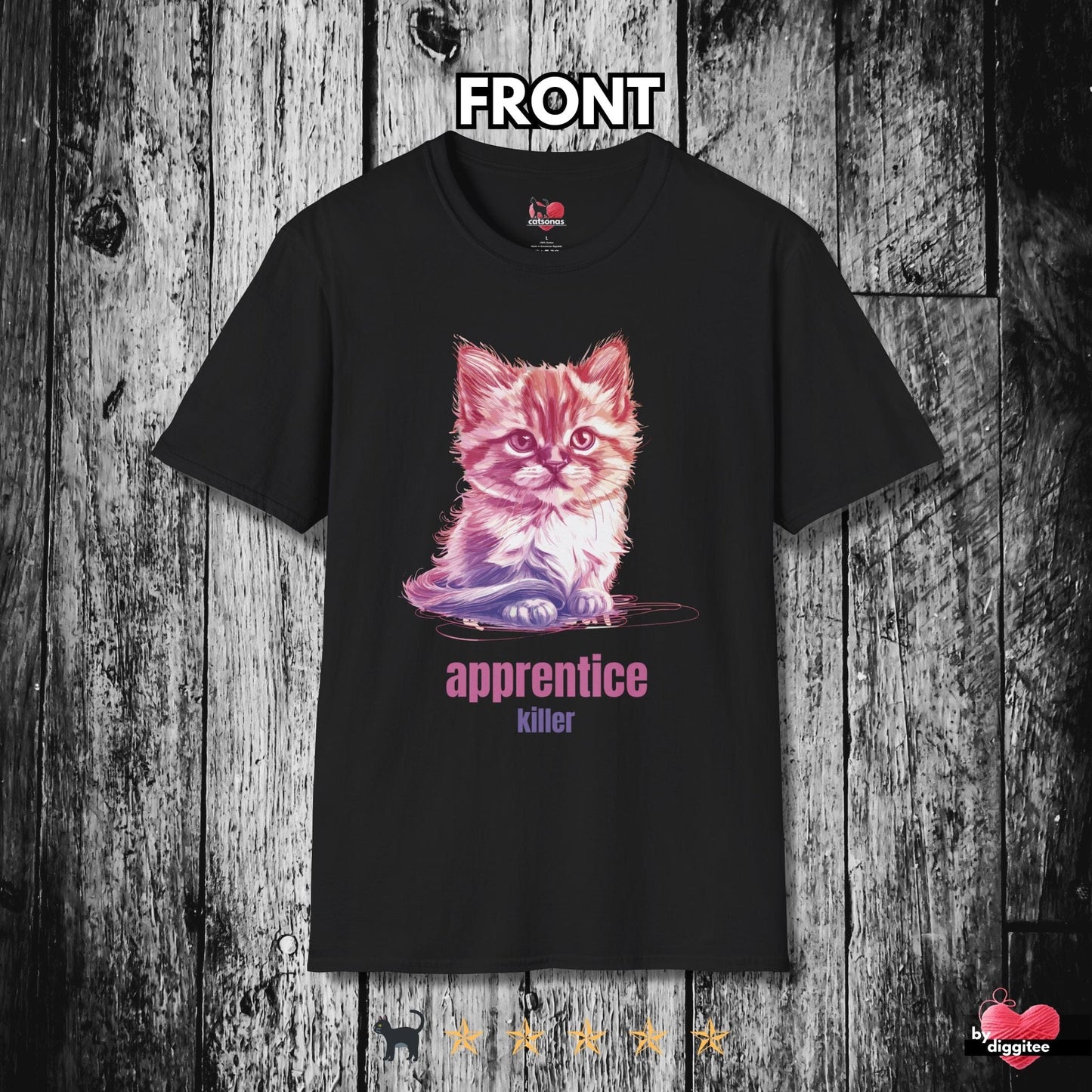 Printify T-Shirt Black / XS Funny CATS 🐈‍⬛ Killer Kitty