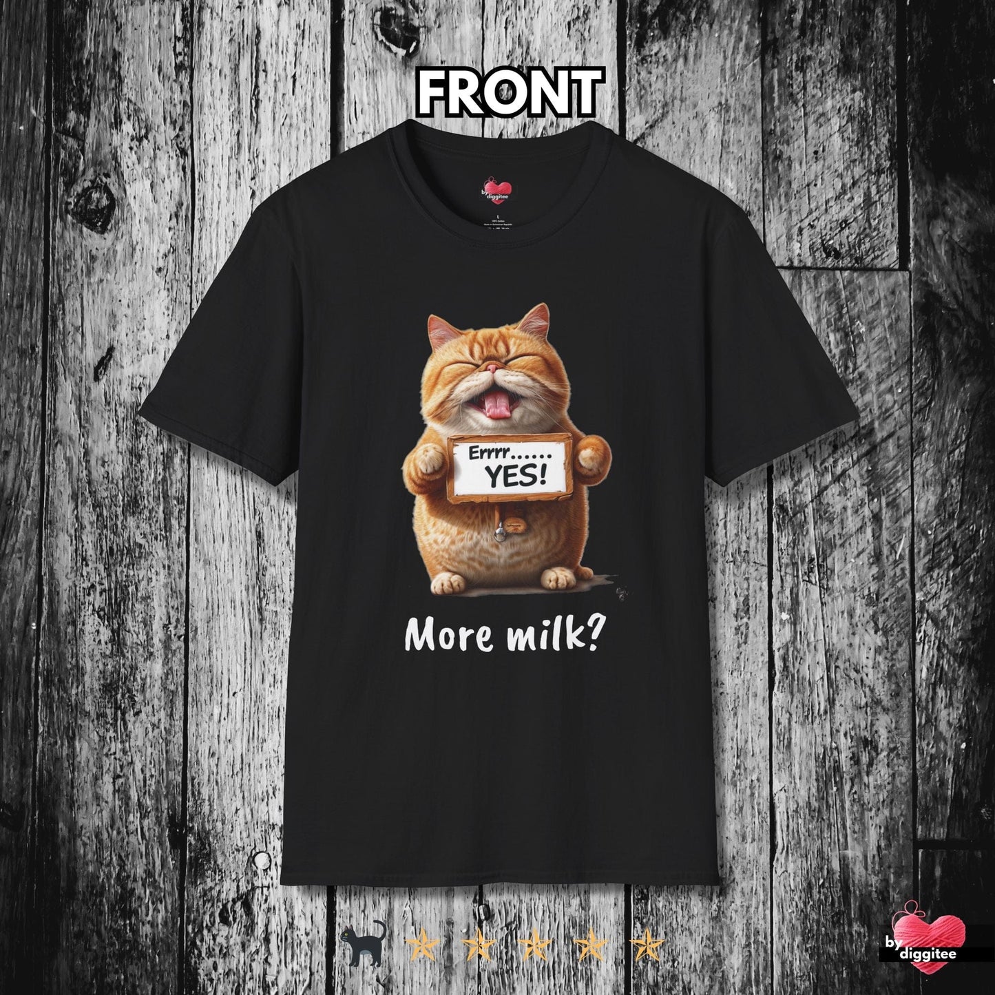 Printify T-Shirt Black / XS Funny CATS 🐈‍⬛ More MILK?