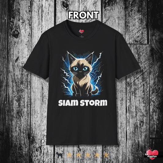 Printify T-Shirt Black / XS Funny CATS 🐈‍⬛ SIAM STORM