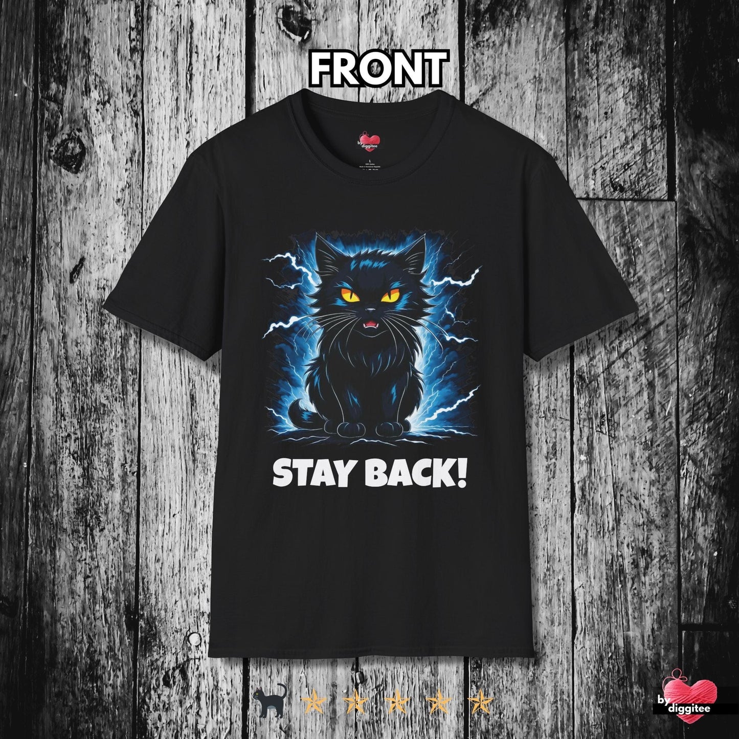 Printify T-Shirt Black / XS Funny CATS 🐈‍⬛ STAY BACK!