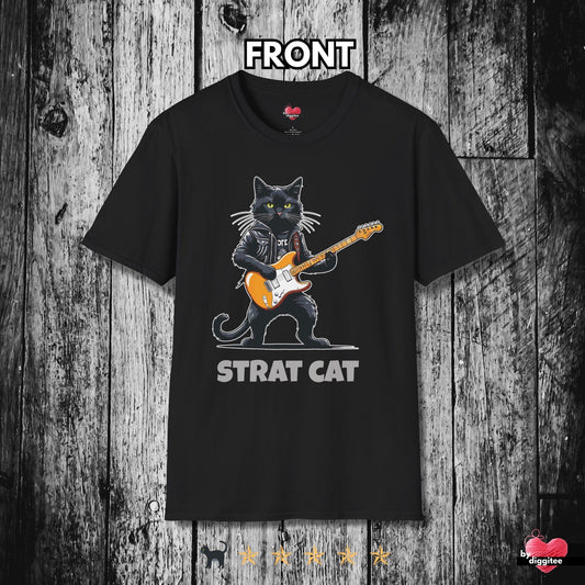 Printify T-Shirt Black / XS Funny CATS 🎸 STRAT CAT