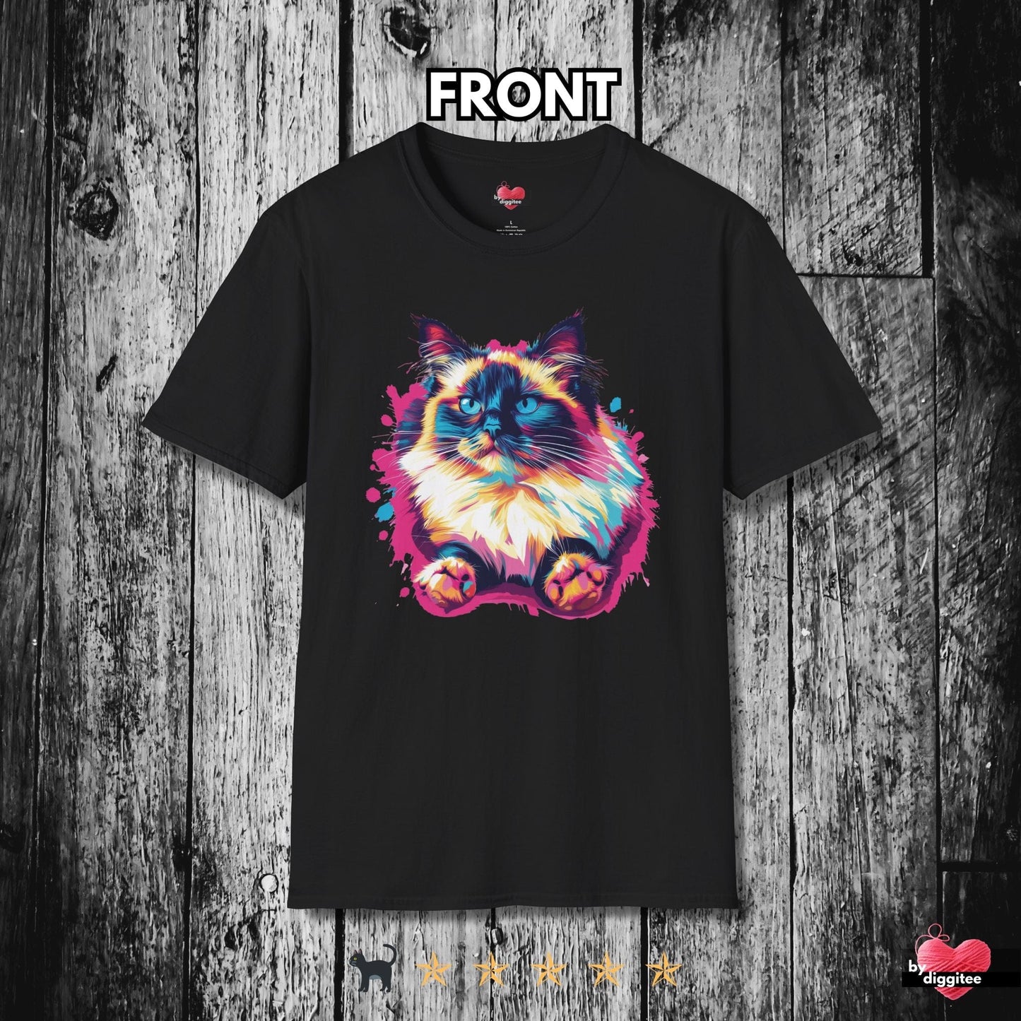 Printify T-Shirt Black / XS 🐈‍⬛ Pretty CATS 🐈 Fluffs