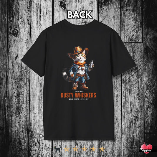 Printify T-Shirt Black / XS RUSTY WHISKERS II 🤠 Back Print