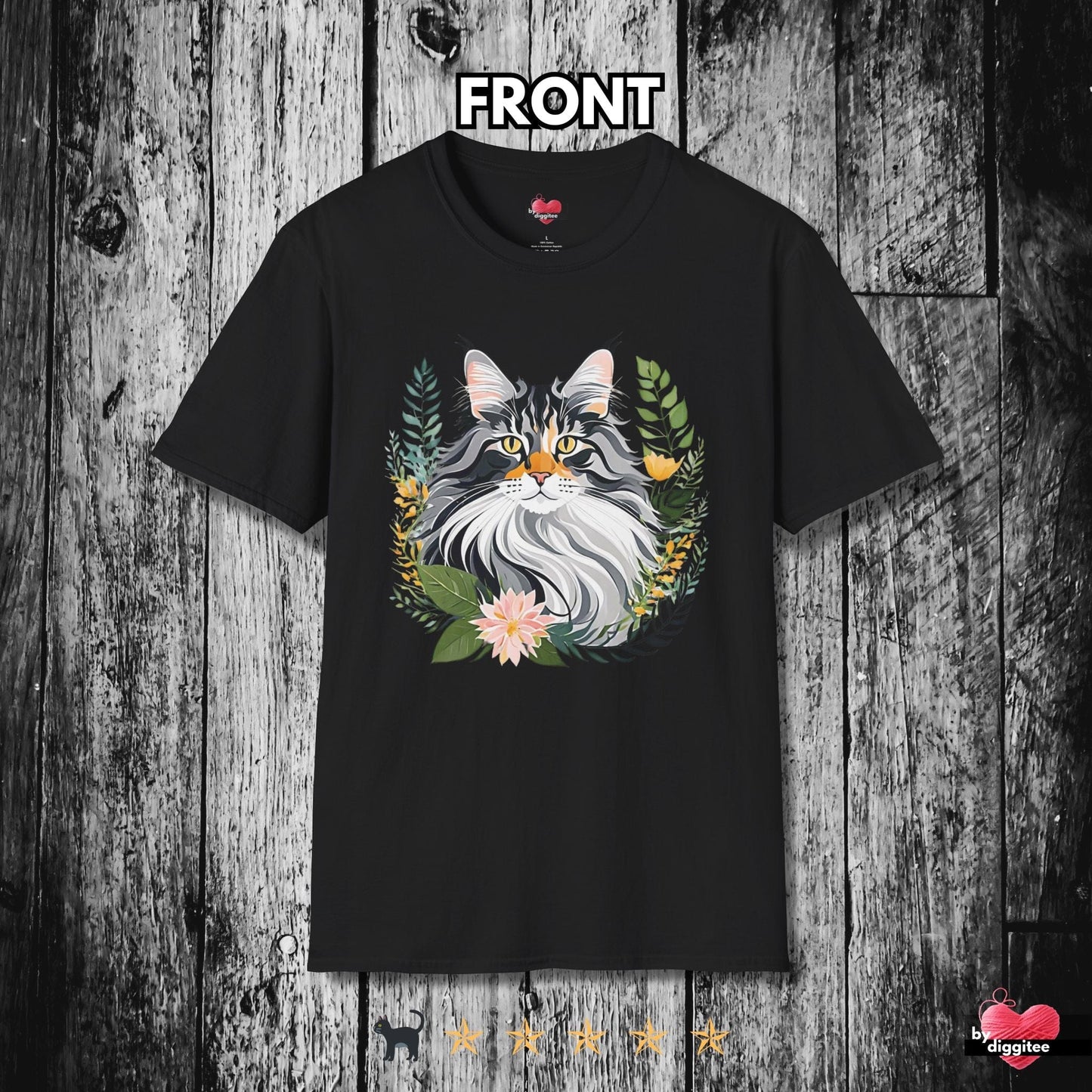 Printify T-Shirt Black / XS The Maine CATS 🐈 Botanical