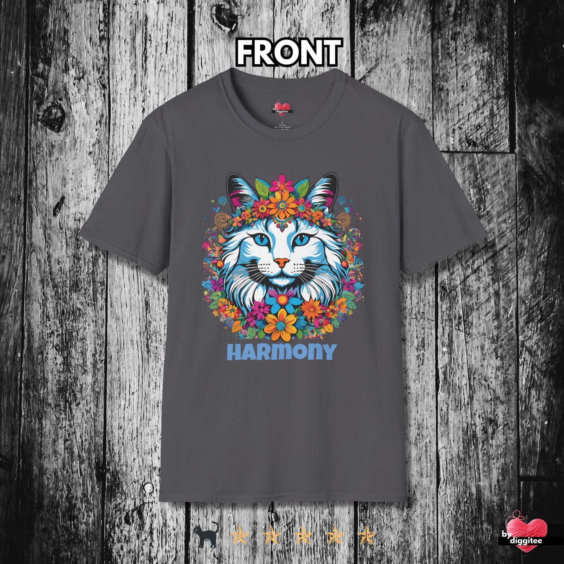 Printify T-Shirt Charcoal / XS Pretty CATS ✌️ HARMONY