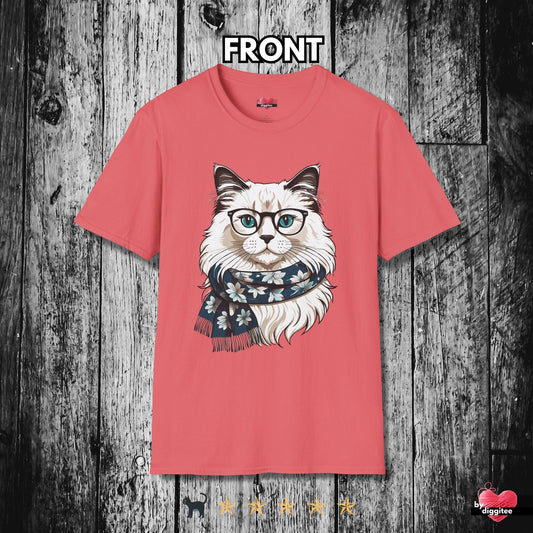 Printify T-Shirt Coral Silk / S 🐈‍⬛ Pretty CATS 🐈 1 Serious Cat