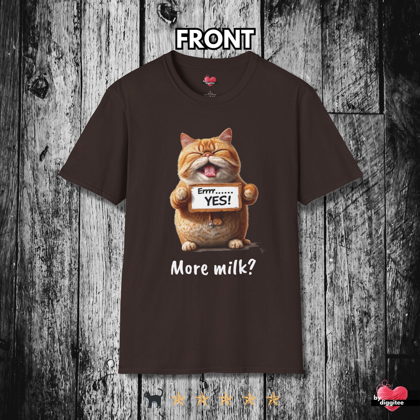 Printify T-Shirt Dark Chocolate / S Funny CATS 🐈‍⬛ More MILK?